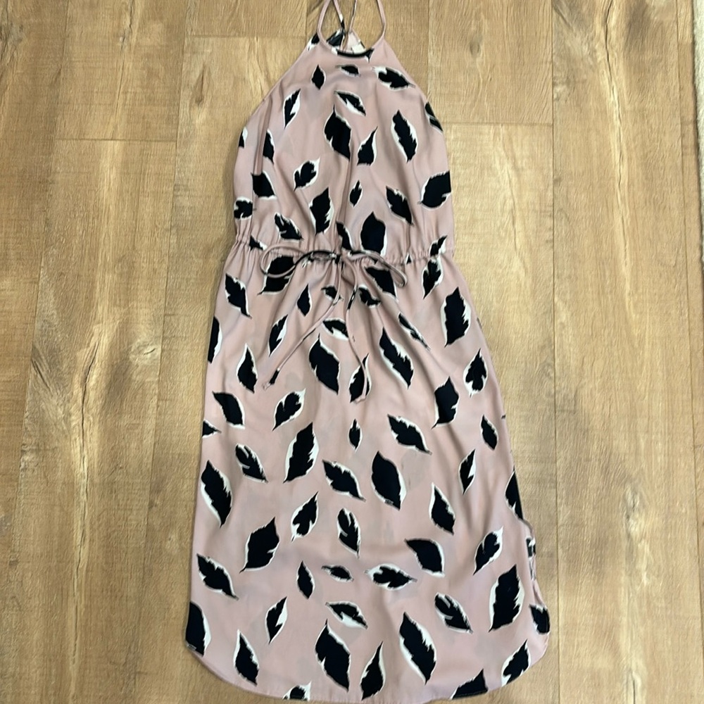 Loft leaf print blush midi dress, pretty, wedding